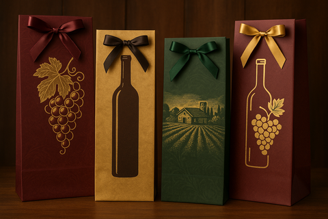 gift bags decorated for wines