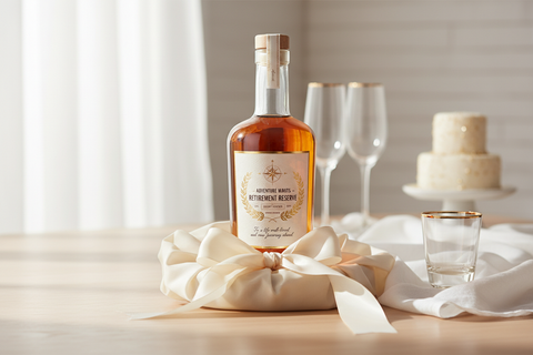 retirement bottle as gift but not dark tones but light tones aesthetic