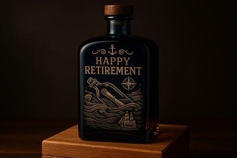 retirement gift bottle maybe message in a bottle as if it was engraved
